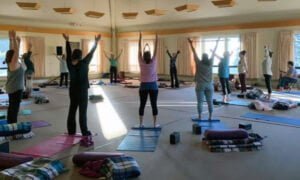 Yoga at a retreat